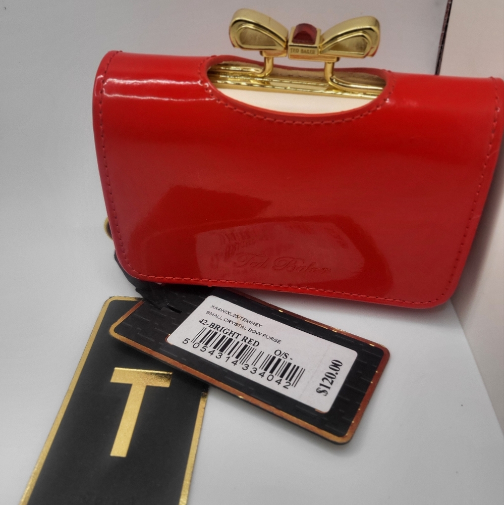 Ted Baker Elegant Red Bow Clutch Wallet Purse - Picture 2 of 12